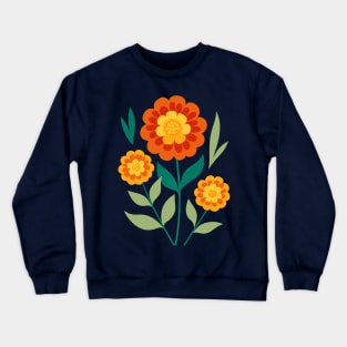 Retro Marigold Flowers Crewneck Sweatshirt